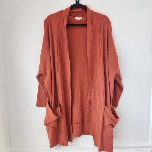 Pact Burnt Orange Duster Open Front Cardigan 100% Organic Cotton XL/XXL - Picture 2 of 9
